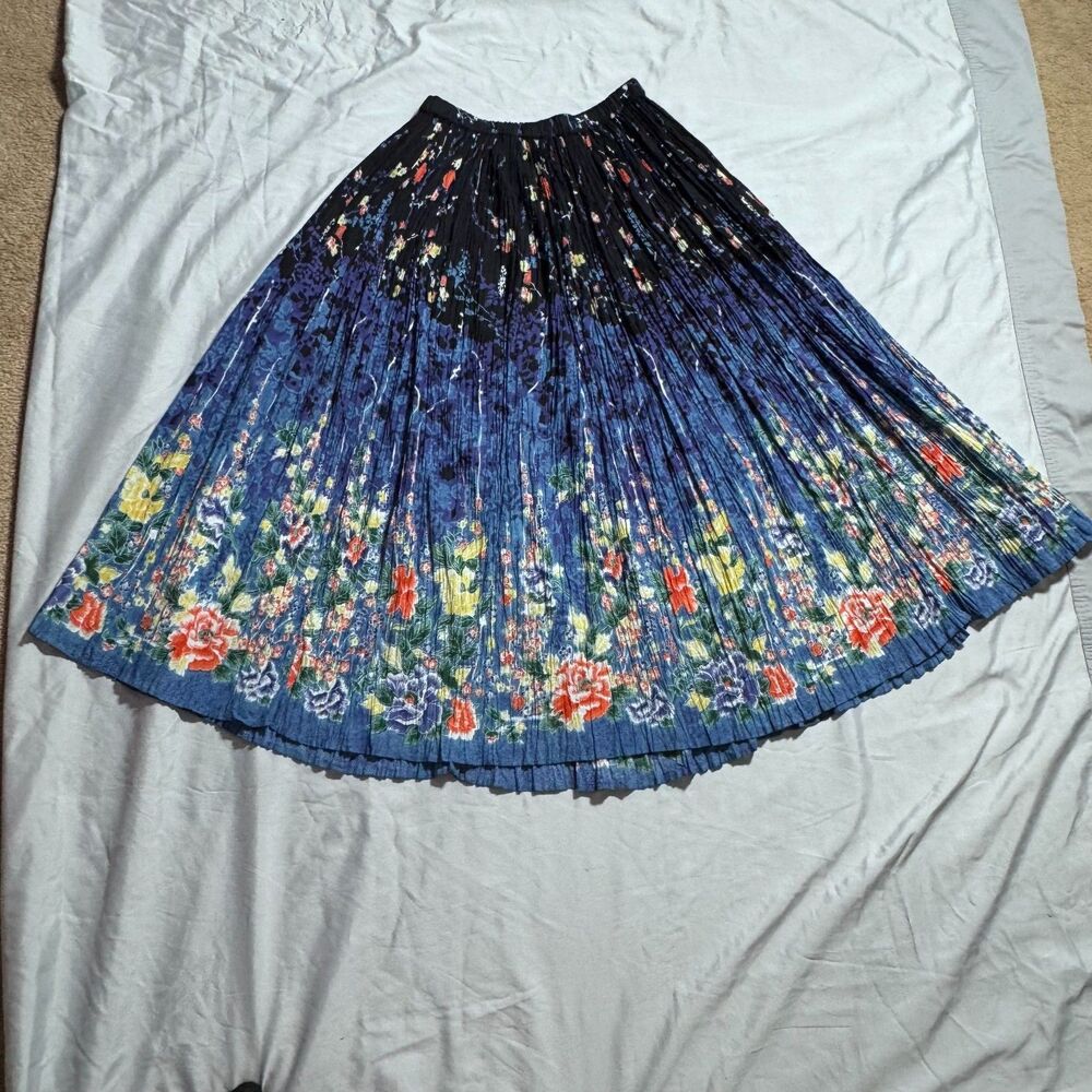 Vintage 1990s Le Mieux Studio Petite Floral Broomstick Maxi Skirt Cotton OS